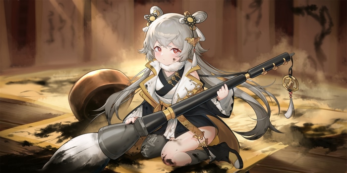 4K Anime Girl with Giant Brush