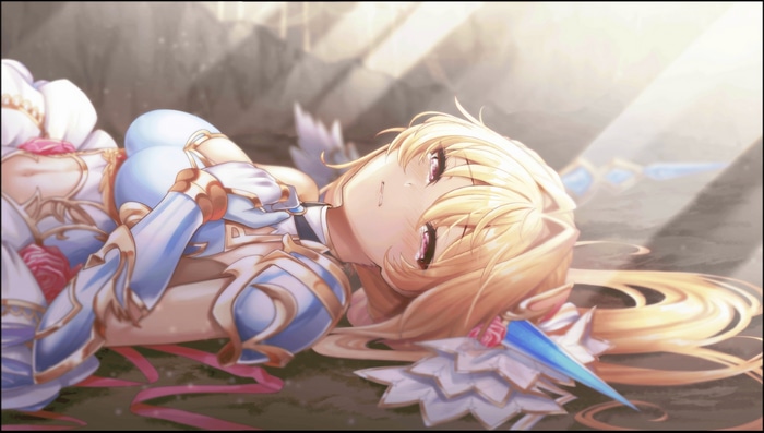 Anime girl with blonde hair crying