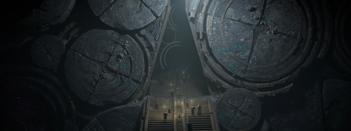 Fantasy art of a grand stone staircase