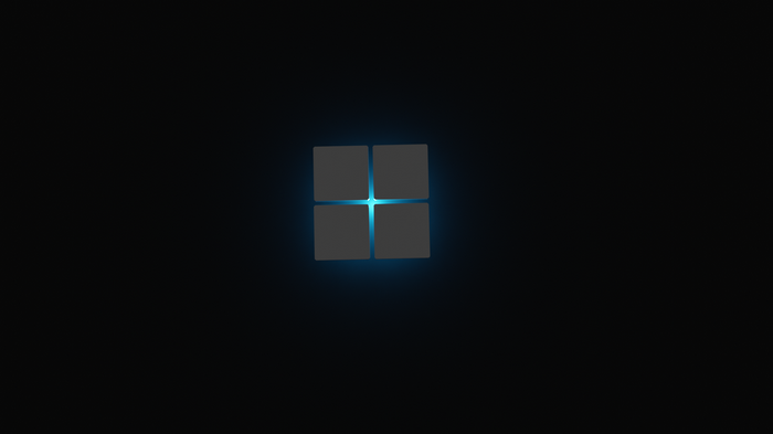 Windows 11 logo with blue light