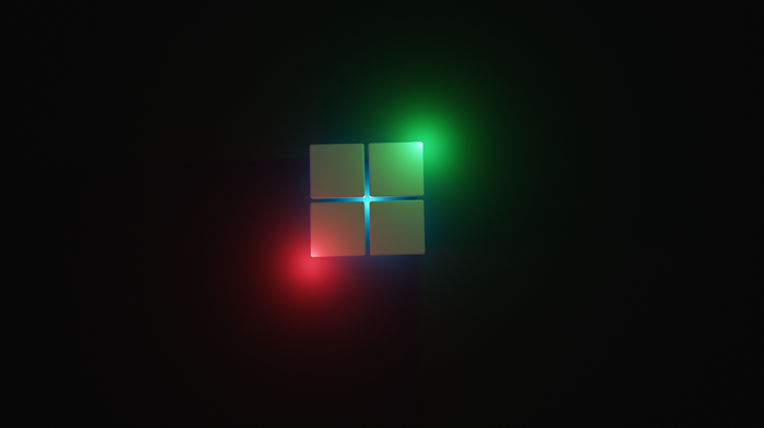 Windows 11 logo with red and green lights