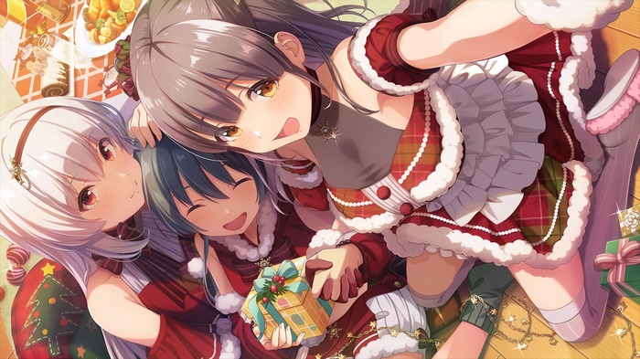Idoly Pride: Sakura Koharu and friends in Christmas outfits
