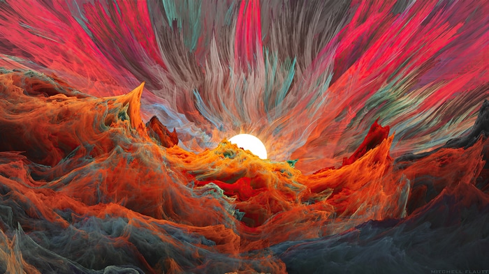 4K Abstract 3D Wavy Lines Fractal Landscape