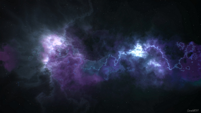 Digital art of a colorful nebula in space