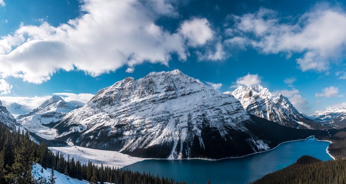 Snowy Mountains and Lake in Canada