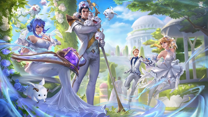 League of Legends Wedding Art with Lux, Ezreal, Sona, and Jarvan IV