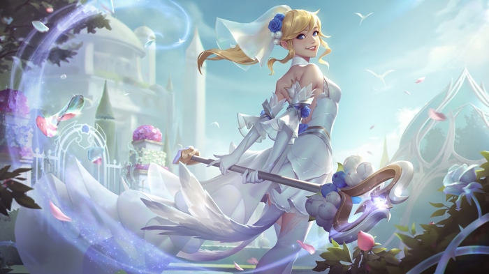 Lux in a Wedding Dress Holding a Staff