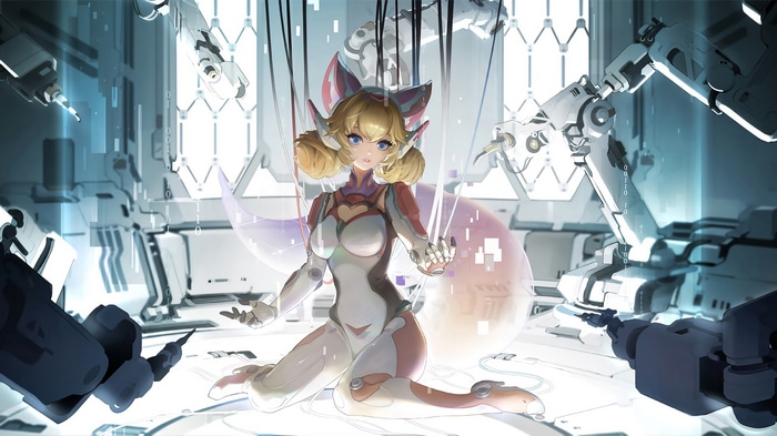 Honor of Kings character with cat ears in a lab