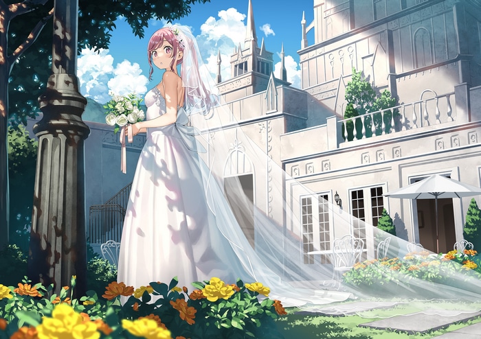 Bride in a Wedding Dress Holding Flowers