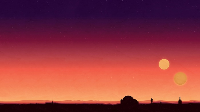 Star Wars: Tatooine twin sunset with silhouettes