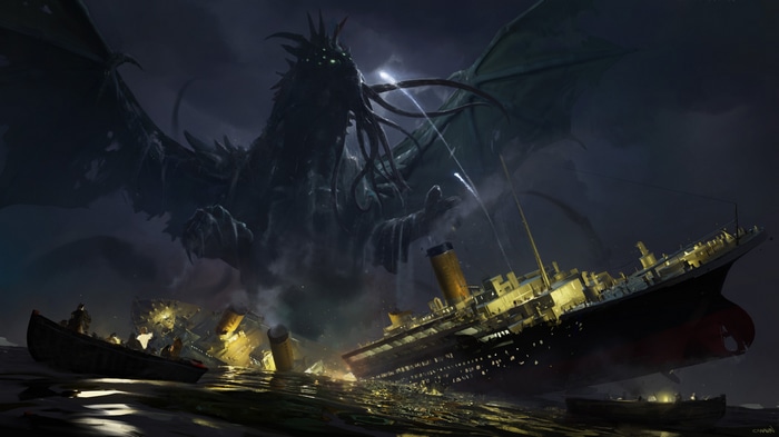 4K Cthulhu attacking the Titanic
