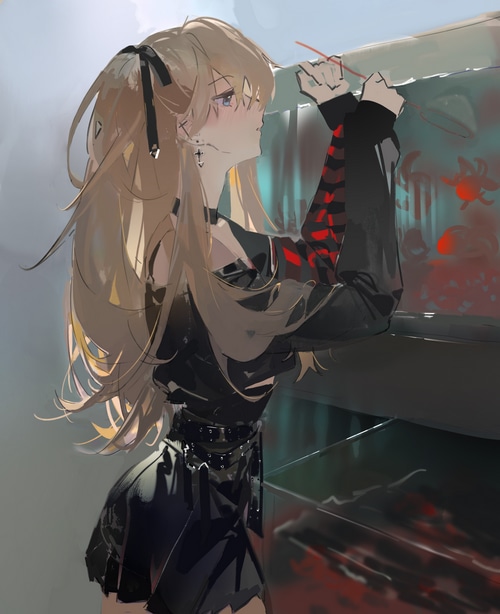 Asuka Langley Soryu painting on a wall