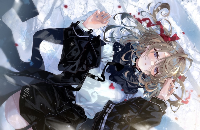 Artwork of a girl in the snow by Arutera