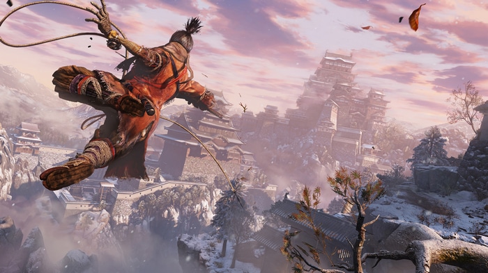 4K Sekiro: Shadows Die Twice character in mid-air