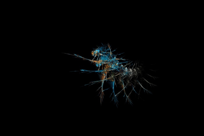 Abstract fractal flame with blue and orange colors