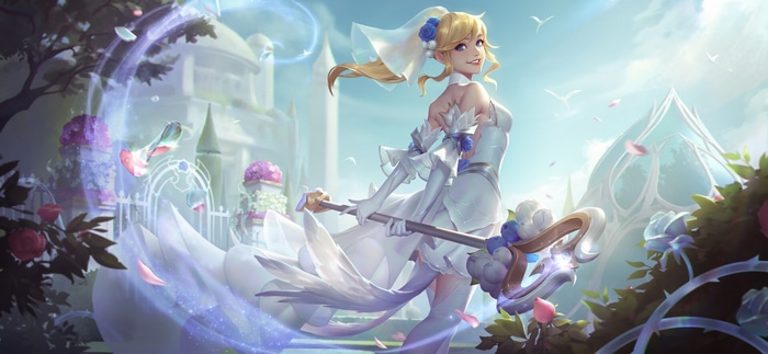 Lux in a Wedding Dress with Flowers in League of Legends