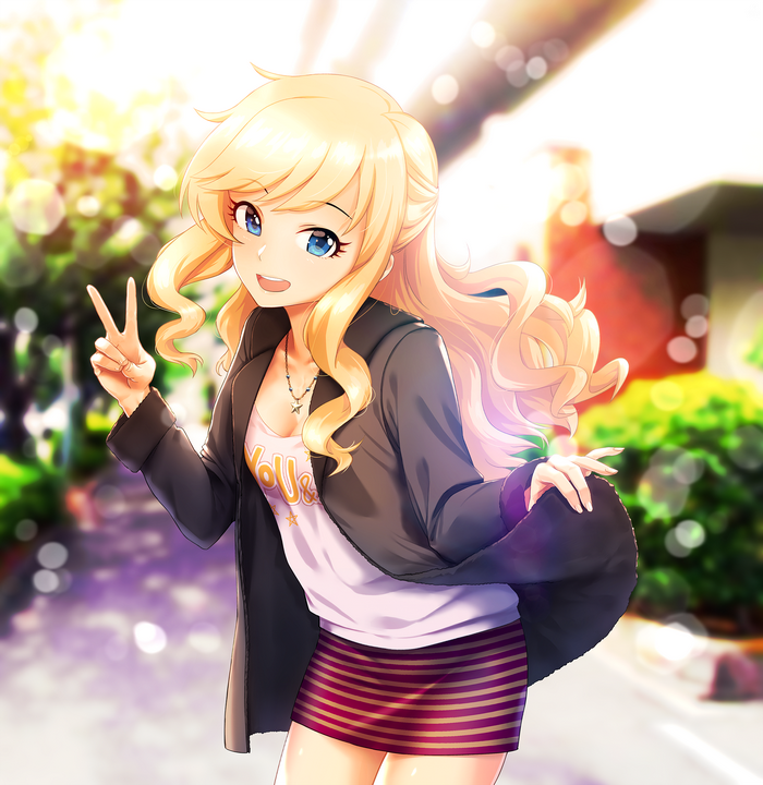 Ootsuki Yui anime girl with blonde hair and blue eyes