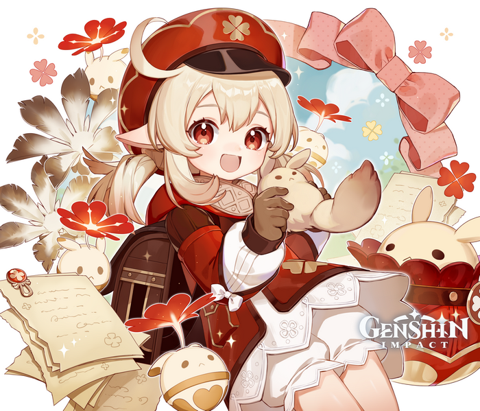 Klee from Genshin Impact holding a plush toy