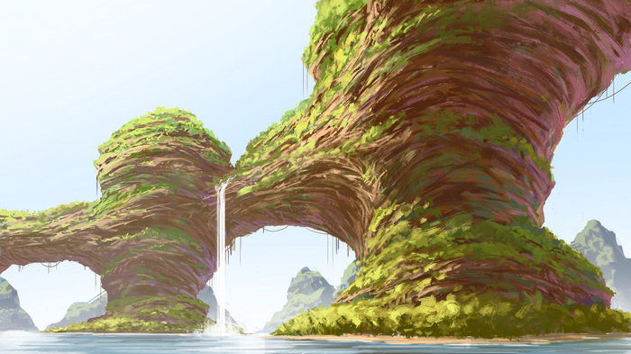 4K Waterfall Rock Formation Nature