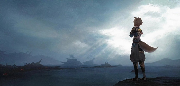 Genshin Impact: Gorou in a Stormy Sea