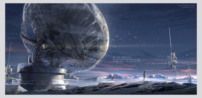 MORNCOLOUR winter snow landscape with satellite dish