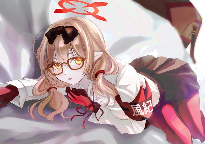 Anime girl with glasses and pointy ears