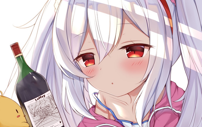 Azur Lane Laffey with a bottle of wine