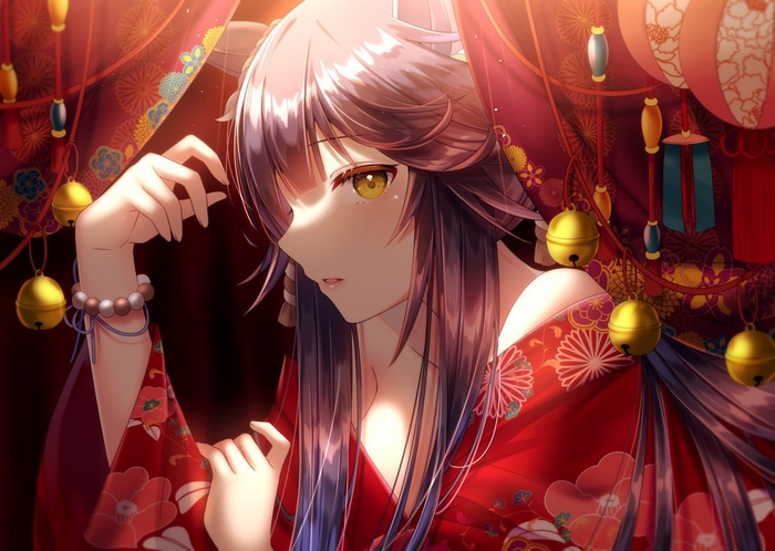 Uma Musume Pretty Derby horse girl with yellow eyes and purple hair