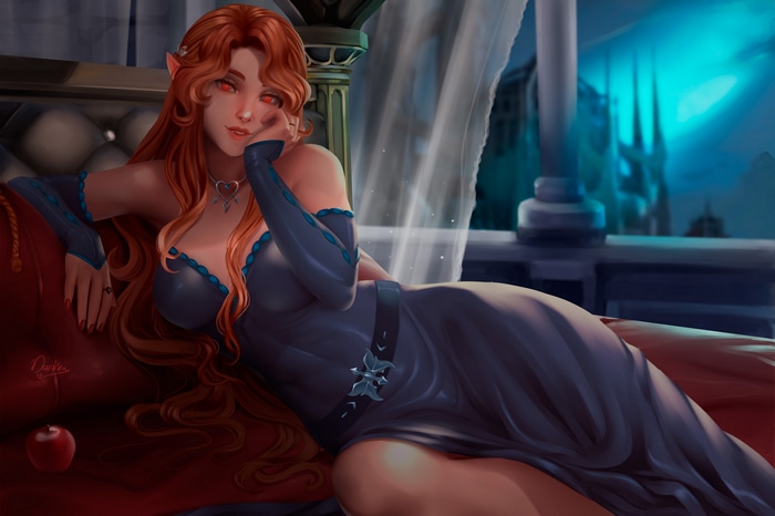 4K Lenore from Castlevania in a blue dress