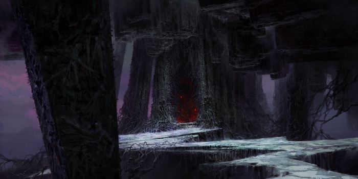 Dark fantasy artwork of a mystical gate