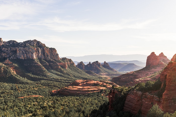 4K Sedona Landscape with Red Rocks and Trees