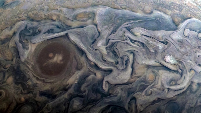 Jupiter's swirling clouds and storms