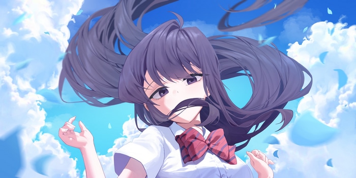 Komi Shouko in a School Uniform Under the Sky