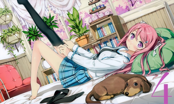 Afterschool of the 5th year: Girl with pink hair and dog