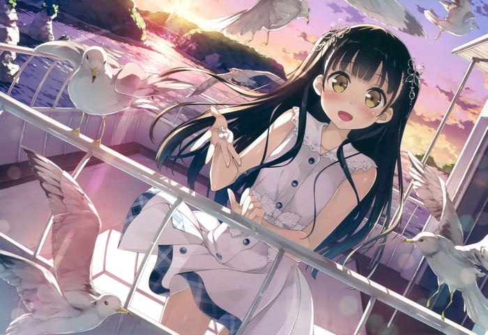 4K artwork of a girl with birds