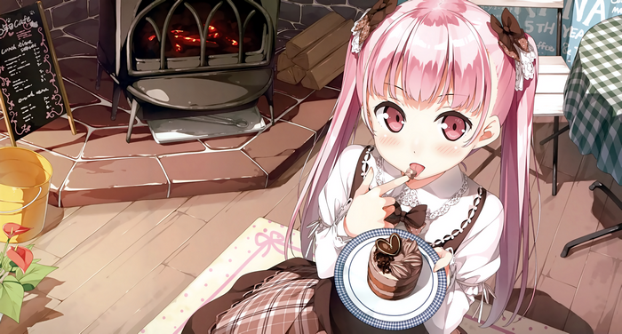 Afterschool of the 5th year waitress with cake