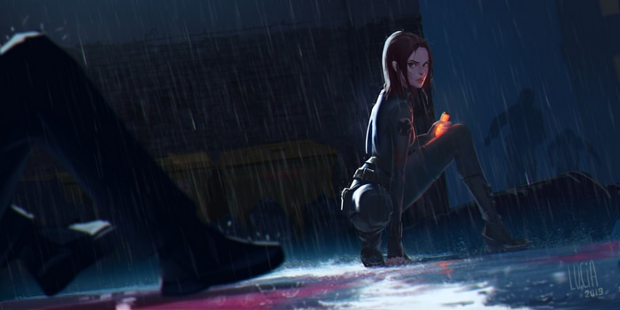 Black Widow in the Rain by Lucia Hsiang