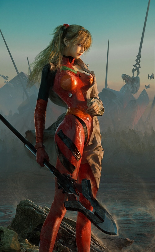 Asuka Langley Soryu with Spear in Neon Genesis Evangelion