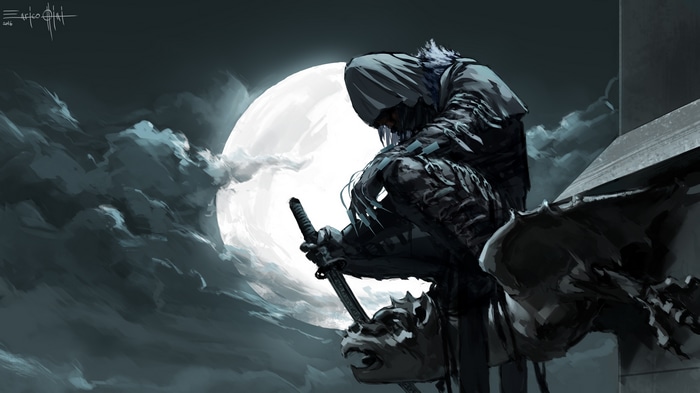 4K Ninja with Sword on Gargoyle by Enrico Ottini
