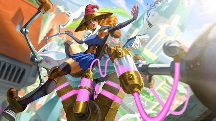 4K Witch with Cat on Flying Machine by Santi Bosch