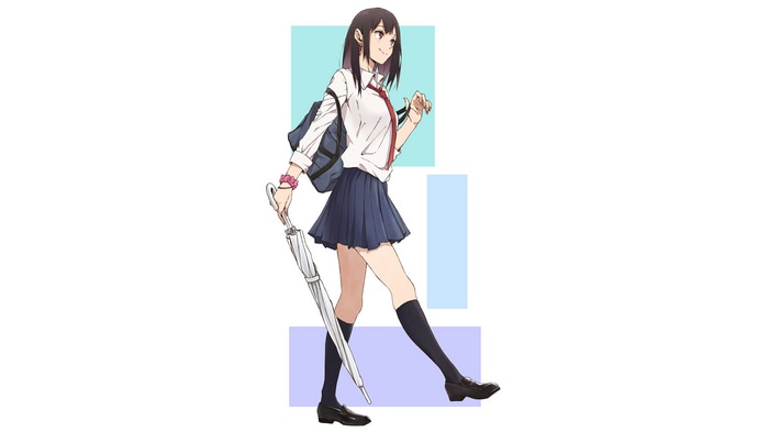 4K School Uniform Girl with Umbrella