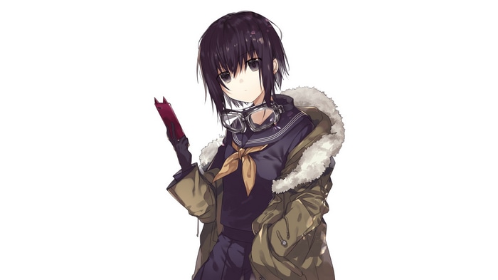 Anime girl with goggles and a fur-lined coat