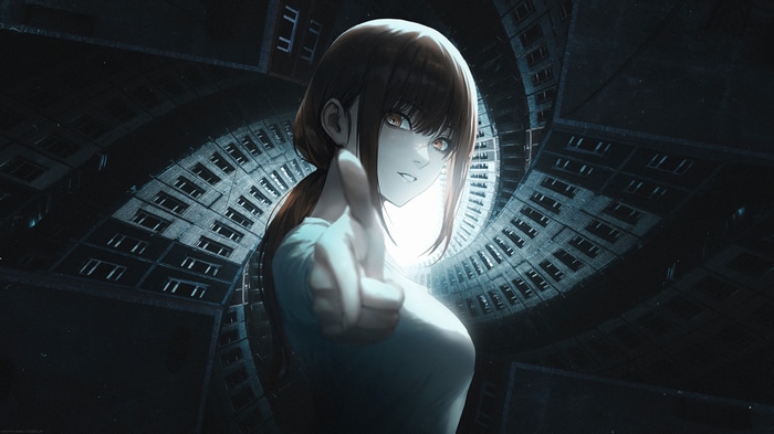 Chainsaw Man Makima in a dark building