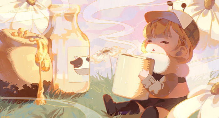 Watson Amelia with honey and milk