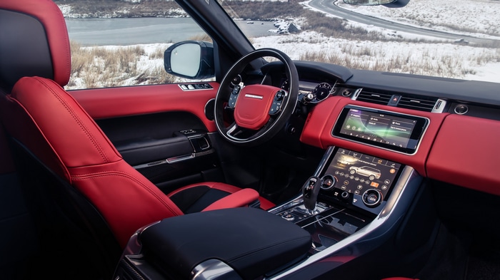 4K interior of a red Range Rover car