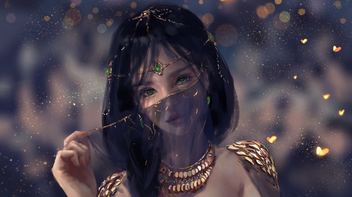 Ghostblade fantasy girl with veil and jewelry