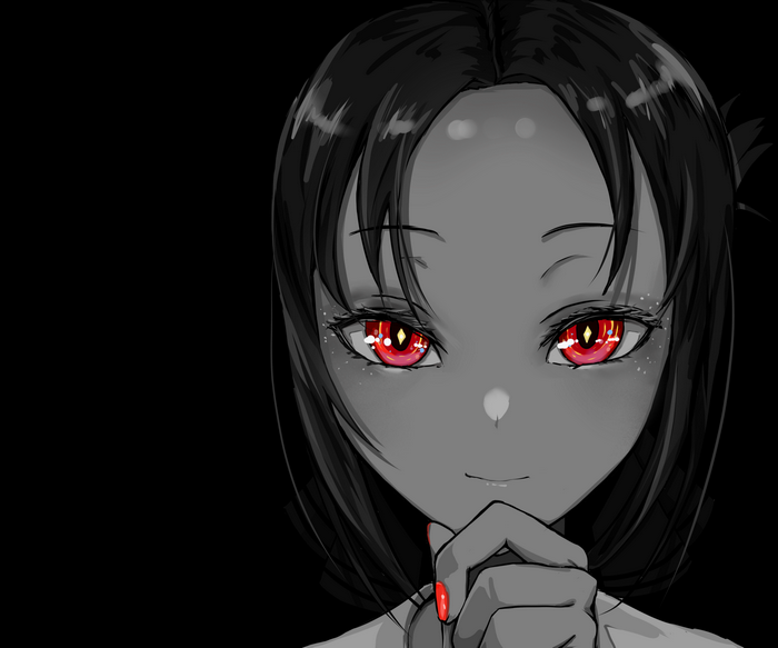 Kaguya Shinomiya with red eyes