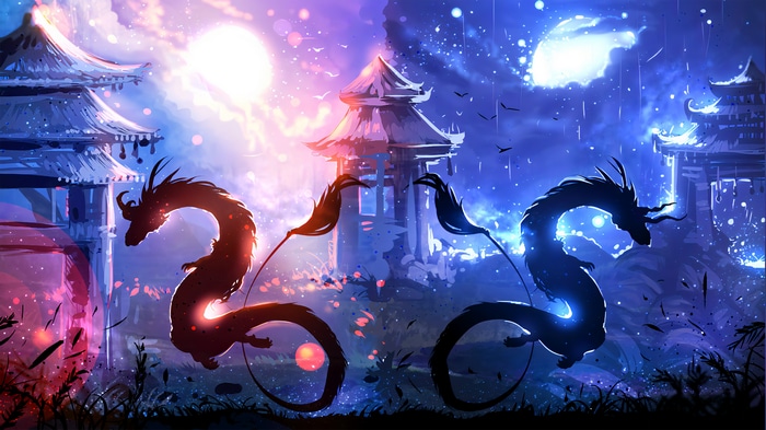 4K Chinese Dragons and Pagodas