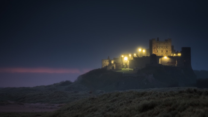 Bamburgh Castle at night