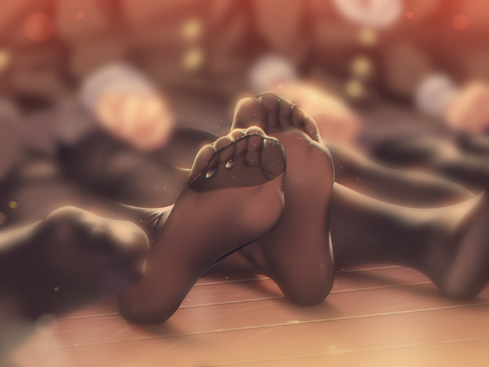 Women's feet in pantyhose